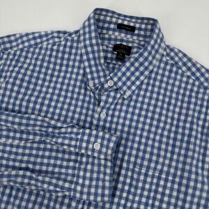 J Crew Mens XL Classic Flex Washed Gingham Button Down Shirt Check Preppy Office